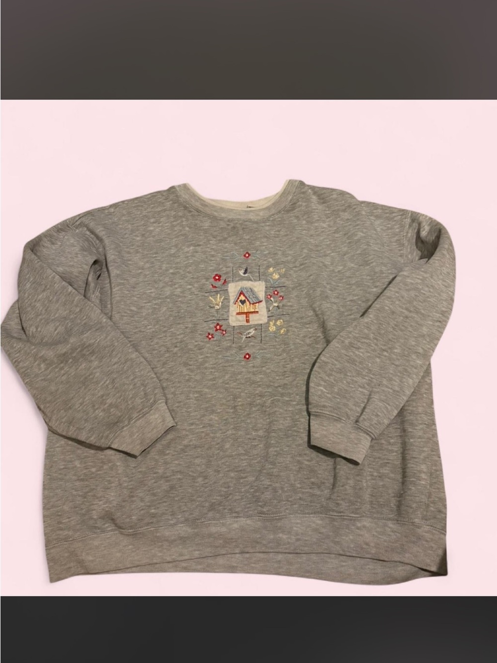 90s Cottagecore Embroidered Crewneck Pullover